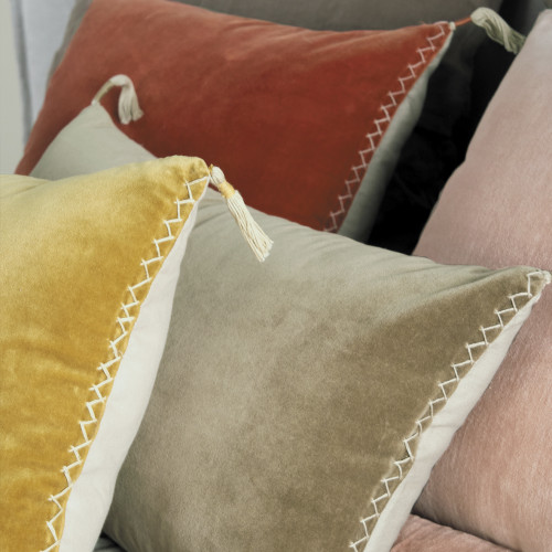 MATTÉO cushion cover in cotton velvet and linen - Saffron - 60 x 40 cm