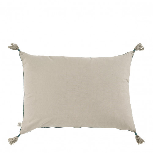 Housse de coussin MATTÉO en velours de coton et lin - Pétrole - 60 x 40 cm