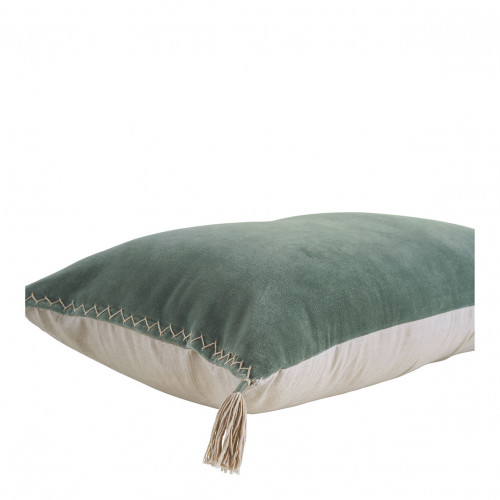 MATTÉO cushion cover in cotton velvet and linen - Celadon - 60 x 40 cm
