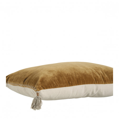 Housse de coussin MATTÉO en velours de coton et lin - Bronze - 60 x 40 cm Housse de coussin MATTÉO en velours de coton et lin - Bronze - 60 x 40 cm