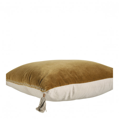 MATTÉO cushion cover in cotton velvet and linen - Bronze - 50 x 50 cm