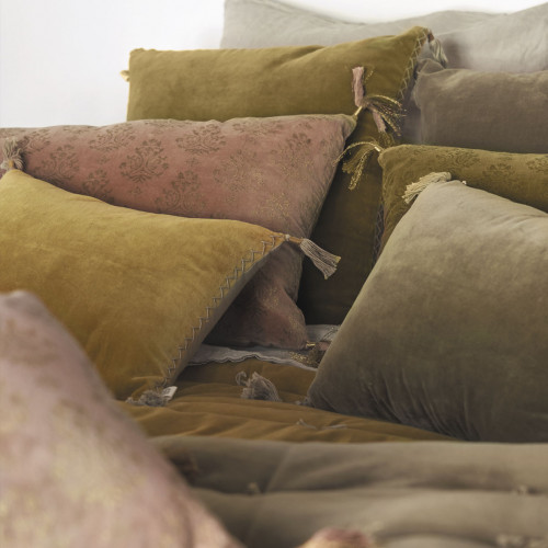 Housse de coussin MATTÉO en velours de coton et lin - Bronze - 50 x 50 cm