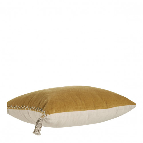 Housse de coussin MATTÉO en velours de coton et lin - Safran - 30 x 40 cm