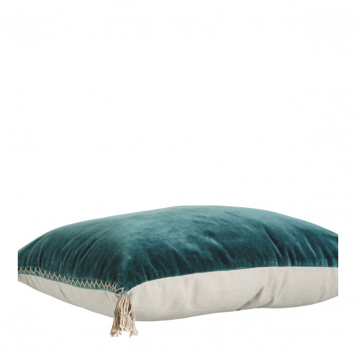 MATTÉO cushion cover in cotton velvet and linen - Petrol - 30 x 40 cm