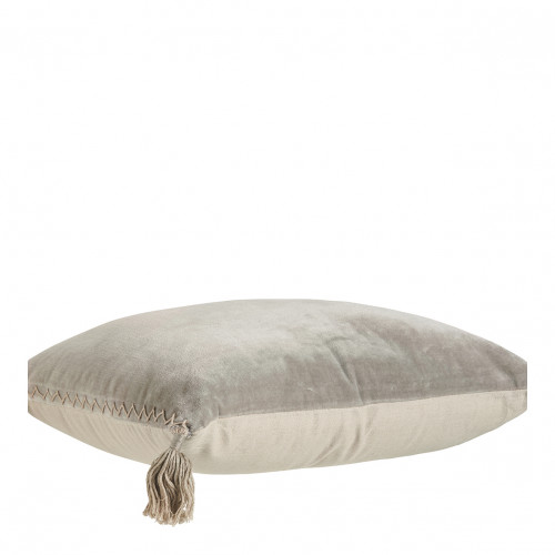 Housse de coussin MATTÉO en velours de coton et lin - Gris - 30 x 40 cm