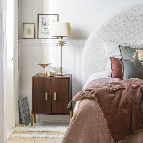 MATTÉO futon in cotton velvet and linen - 180 x 80 cm - Terracotta