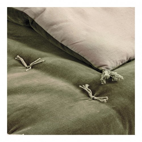 Futon MATTEO en velours de coton et lin - Kaki - 180 x 80 cm