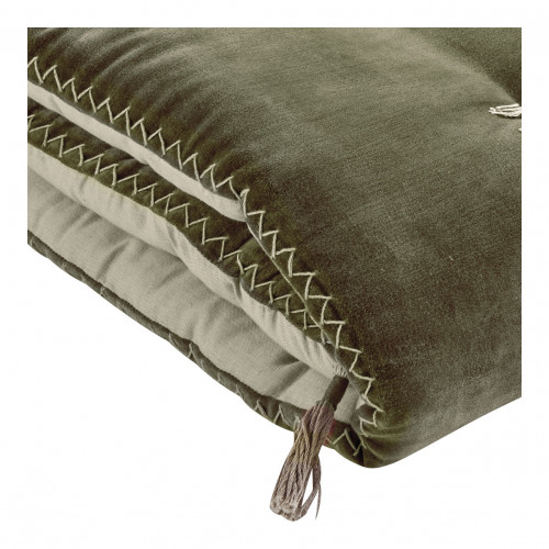 Futon MATTÉO en velours de coton et lin - 180 x 80 cm - Kaki