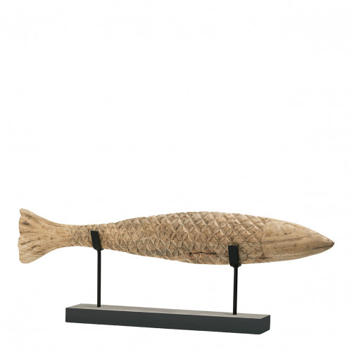 POISSON Statue in Mango Wood and Metal - Large Size