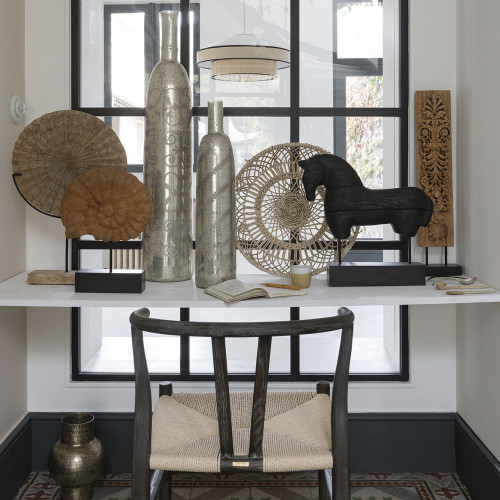 Statue COQUILLAGE en manguier et métal