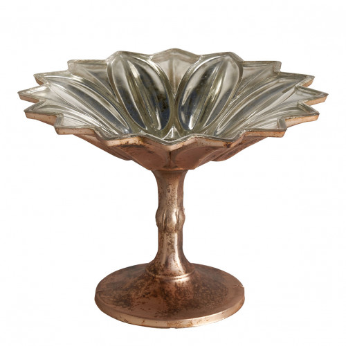 Coupe FLEUR en verre mercurisé argent antique - ⌀ 20 cm