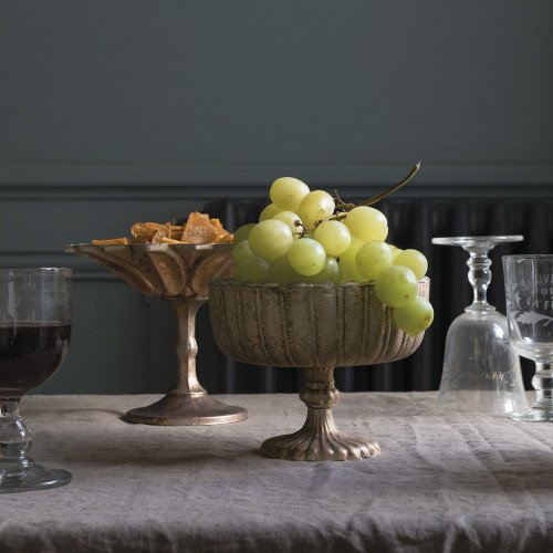Coupe FLEUR en verre mercurisé argent antique - ⌀ 20 cm
