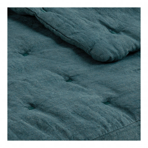 CHLOÉ Bedspread in Washed Linen - 230 x 180 cm - Petrol Blue