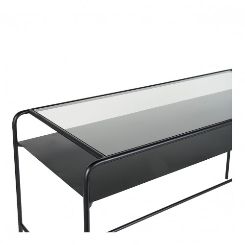 ERNEST black metal desk with glass top