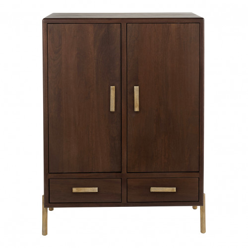 VICTOR tall sideboard in waxed mango wood with walnut finish