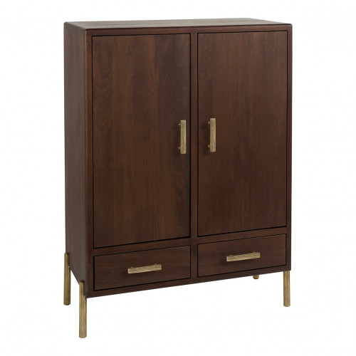 VICTOR tall sideboard in waxed mango wood with walnut finish