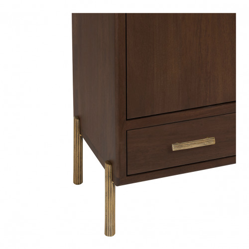 VICTOR tall sideboard in waxed mango wood with walnut finish