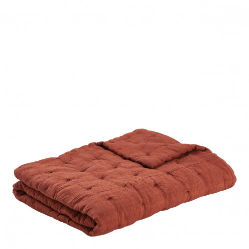 CHLOÉ Washed Linen Bedspread - 230 x 180 cm - Burnt Orange