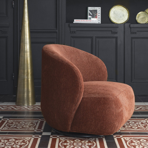 LISETTE armchair in corduroy velvet - Brick red