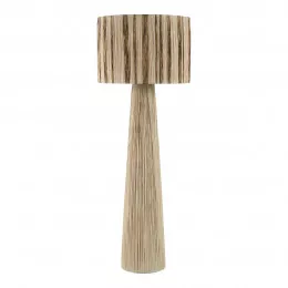 Lampadaire NIA en raphia - Abat-jour doré et naturel - ø 50 x 140 cm