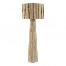 Lampadaire NIA en raphia - Abat-jour doré et naturel - ø 50 x 140 cm