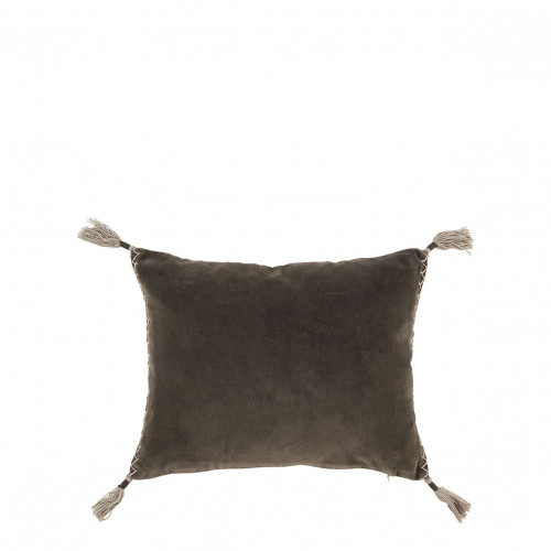 MATTÉO cushion cover in cotton velvet and linen - Charcoal gray - 30 x 40 cm