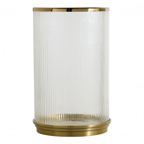 Photophore OSCAR en verre strié et métal doré - Grand modèle - ø 24,5 x 38,5 cm