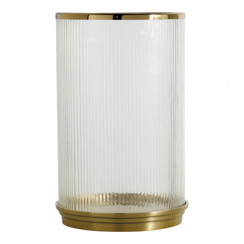 OSCAR candle holder in ribbed glass and golden metal - Large size - ø 24.5 x 38.5 cm
