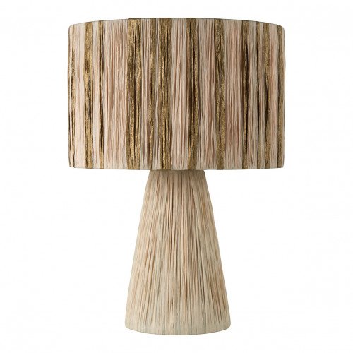 Lampe NIA en raphia - Abat-jour doré et naturel - ø 40 x 57,5 cm