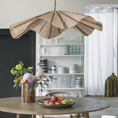 AIDA pendant light in raffia - Golden and natural - ø 110 x 21 cm