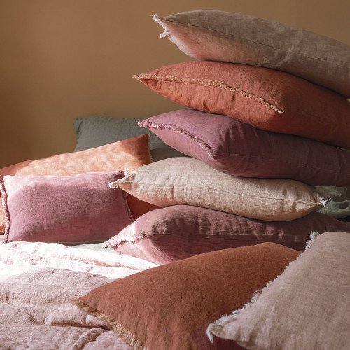 Housse de coussin CHLOE en lin lavé - Orange brûlé - 50 x 50 cm
