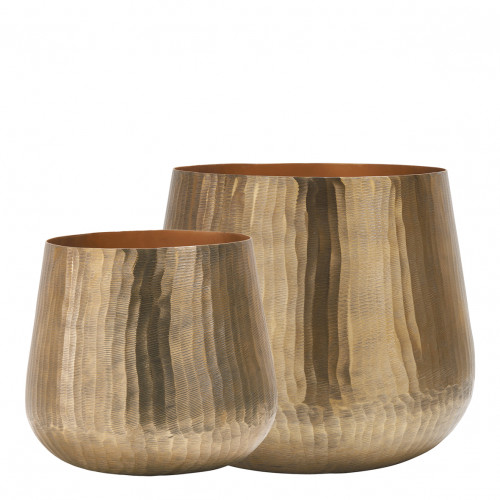 Patio Aged Brass Planters Set