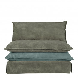 LÉO Armchair in foam and blue-grey velvet