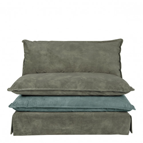 LÉO Armchair in foam and blue-grey velvet