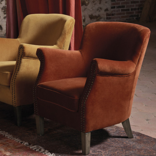 Fauteuil CLAUDE velours Orange brûlé Fauteuil CLAUDE velours Orange brûlé