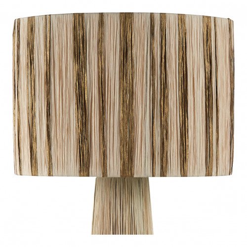 Lampadaire NIA en raphia - Abat-jour doré et naturel - ø 50 x 140 cm