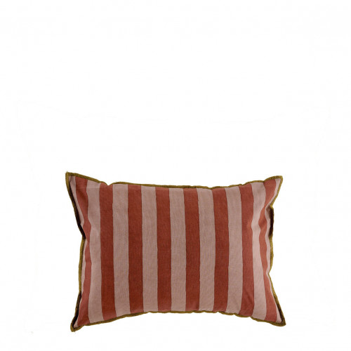 Housse de coussin BAYADÈRE en coton - Nude et rouge brique - 40 x 30 cm