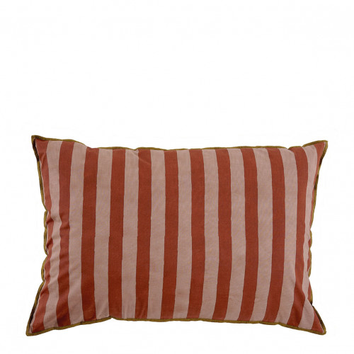 Housse de coussin BAYADÈRE en coton - Nude et rouge brique - 60 x 40 cm