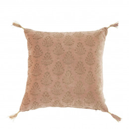 AURORE velvet cushion cover - Pink and gold - 50 x 50 cm