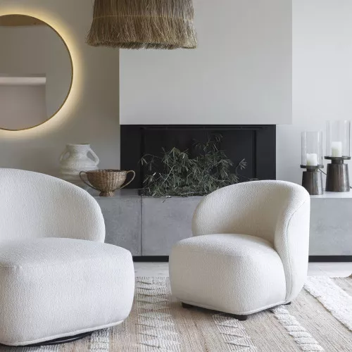 Fauteuil LISETTE en bouclette - Crème - Petit modèle