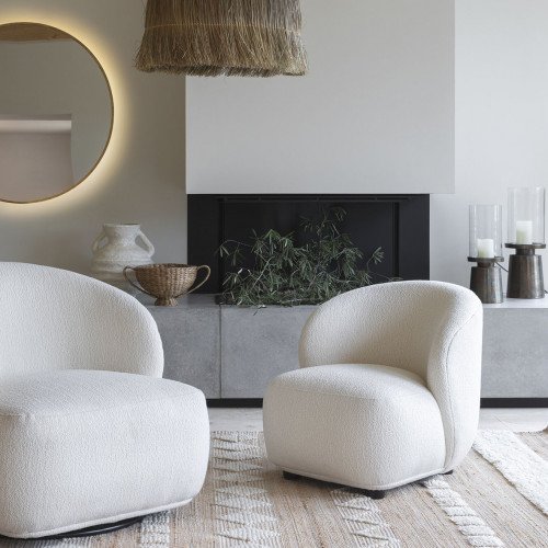 Fauteuil LISETTE en bouclette - Crème - Petit modèle