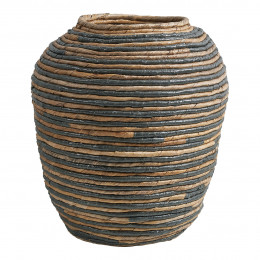 Jarre décorative GOA en abaca - Naturel et bleu