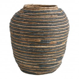 Jarre décorative GOA en abaca - Naturel et bleu