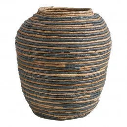 Jarre décorative GOA en abaca - Naturel et bleu