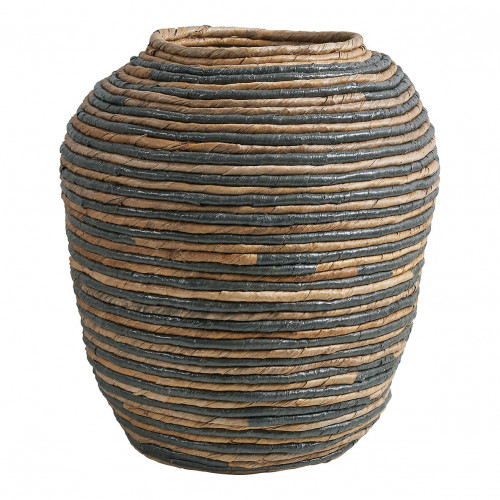 GOA Decorative jar in abaca - Natural and blue