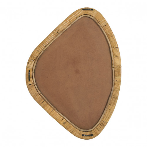 COSMO Mirror in Rattan and Brass-Finish Gold Metal - Large Model - H. 69 cm
