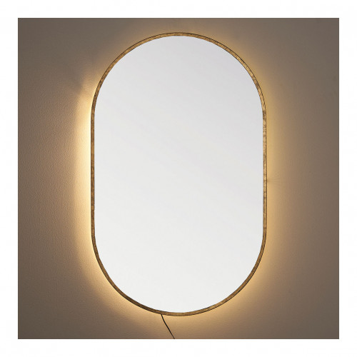 Miroir VICTORIA ovale lumineux en métal finition laiton - H. 104 cm