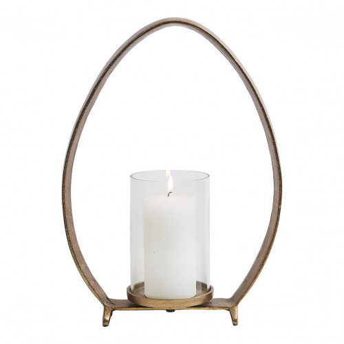 OVAÉ candle holder in metal antique brass finish - Large model - H. 39 cm