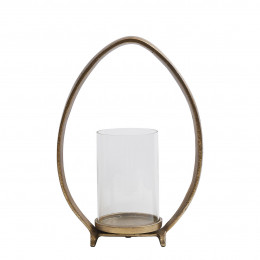 OVAÉ candle holder in metal antique brass finish - Small model - H. 35 cm