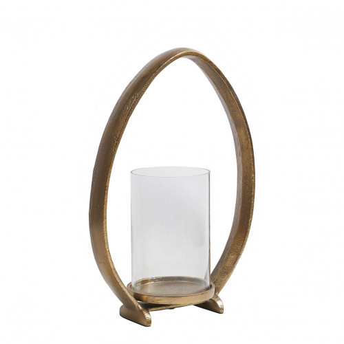 Photophore OVAÉ en métal finition laiton antique - Petit modèle - H. 35 cm